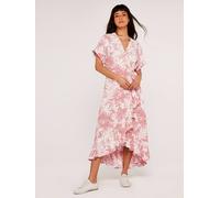 Apricot Leaf Ruffle Wrap Midi Dress In Pink Pink 10