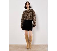 Apricot Women's Leopard Boucle Jumper in Brown | Size: 8 Apricot Brown 8