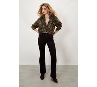 Apricot Leopard Print Denim Crop Jacket In Brown Brown