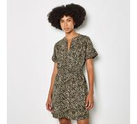 Apricot Leopard Print Linen Mix Dress BROWN 2XL