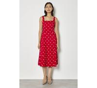 Apricot Women's Linen Blend Polka Dot Midi Dress in Red | Size: 8 Apricot Red 8