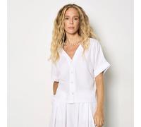 Apricot Linen Mix Button Front Top NAVY 2XL
