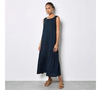 Apricot Linen Mix Side Panel Trapeze Dress NAVY 2XL