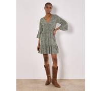 Apricot Metallic Dobby Paisley Mini Dress In Khaki Khaki 18