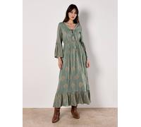 Apricot Metallic Paisley Boho Maxi Dress In Mint Mint 12