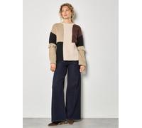 Apricot Mixed Cable Knit Patchwork Jumper In Brown Brown