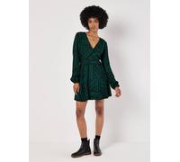 Apricot Mixed Stripes Mini Wrap Dress In Green Green 14