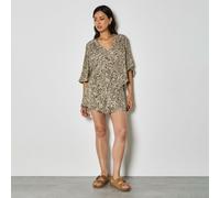 Apricot Mono Ikat Lurex Smock Detail Top KHAKI 2XL