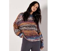 Apricot Open Knit Multi-Coloured Oversized Jumper In Purple Purple