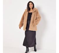 Apricot Opulent Faux Fur Zip Jacket CAMEL SIZE 10