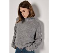 Apricot Women's Oversized Chunky Knit Jumper in Grey | Size: 14