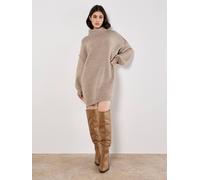 Apricot Oversized Fluffy Knit Jumper Mini Dress In Stone Stone