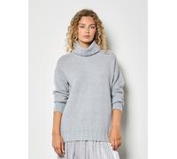 Apricot Women's Oversized Roll Neck Tunic Jumper in Grey | Size: 8 Apricot Grey 8