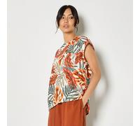 Apricot Painted Banana Leaf Top BROWN 2XL