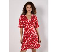 Apricot Painterly Hearts Mini Dress In Red Red