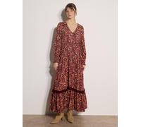 Apricot Painterly Paisley Tiered Maxi Dress, Red, Size S, Women Red