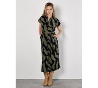 Apricot Painterly Zebra Print Shirt Dress, Khaki, Size Xs, Women Khaki