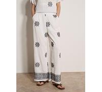 Apricot Paisley Border Embroidered Trousers, White, Size Xs, Women White