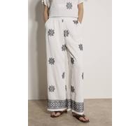 Apricot Women's Paisley Embroidered Wide-Leg Trousers in White | Size: 12 Apricot White 12