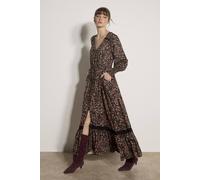 Apricot Paisley Floral Maxi Dress In Black Black