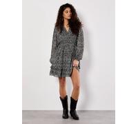 Apricot Paisley Mini Dress In Black Black 16