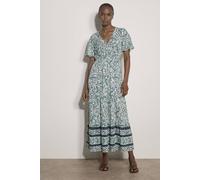Apricot Paisley Print Tiered Maxi Dress In White White
