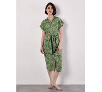 Apricot Palm Leaf Shirt Midi Dress In Green Green 10