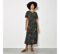 Apricot Palm Tree Print Midi Skirt GREEN 2XL
