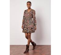 Apricot Women's Patchwork Floral Shimmer Mini Dress in Green | Size: 8 Apricot Green 8