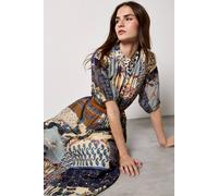 Apricot Patchwork Print Midi Dress Multi