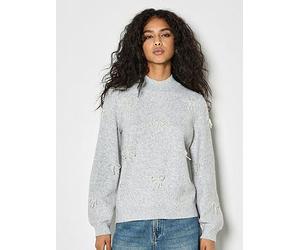 Apricot Pearl Bows Jumper, Grey, Size Xl, Women Grey