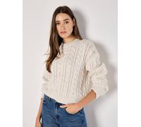 Apricot Pearl Embellished Cable Knit Jumper In Cream Cream 14