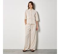 Apricot Pinstripe Linen Mix Trouser STONE 2XL