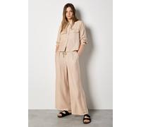 Apricot Women's Pinstripe Wide-Leg Trousers in Stone | Size: 10 Apricot Stone 10