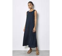 Apricot Women's Pleat Detail Trapeze Linen Blend Midi Dress in Navy | Size: 10 Apricot Navy 10