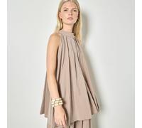 Apricot Pleat Detail Tunic Top STONE EXTRA SMALL