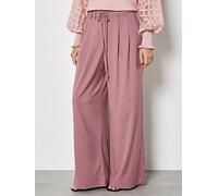 Apricot Pleat Detail Wide Leg Trousers, Pink, Size L, Women Pink