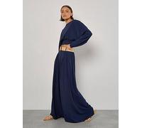 Apricot Pleated Belted Palazzo Trouser, Navy, Size 16, Women Navy