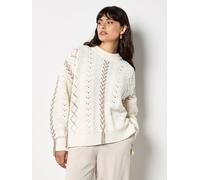 Apricot Women's Pointelle Knit Lace Up Jumper in Cream | Size: 14 Apricot Cream 14