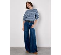 Apricot Women's Pointelle Knit Stripe Jumper in Blue | Size: 16