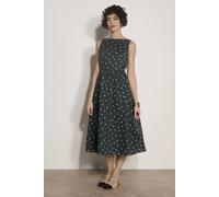 Apricot Women's Polka Dot A-Line Cotton Midi Dress in Green | Size: 8