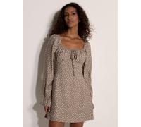 Apricot Polka Dot Wide Milkmaid Dress, Stone, Size M, Women Tone