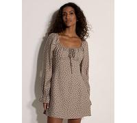 Apricot Polka Dot Wide Milkmaid Dress, Stone, Size S, Women Tone