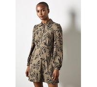 Apricot Pressed Leaf V-Shape Dress, Khaki, Size Xs, Women Khaki