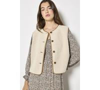 Apricot Women's Reversible Borg Suede Gilet in Beige | Size: 8
