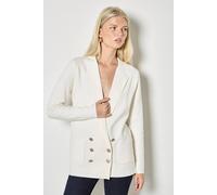 Apricot Women's Rib Knitted Blazer in Cream | Size: 10 Apricot Cream 10