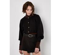 Apricot Ribbed Batwing Cropped Cardigan, Black, Size Xl, Women Black