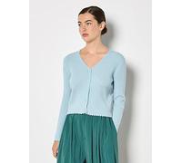 Apricot Ribbed Scallop Hem Cardigan, Blue, Size Xl, Women Blue