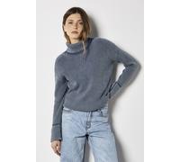 Apricot Roll Neck Ribbed Stonewashed Jumper In Blue Blue