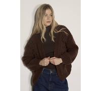 Apricot Women's Rose Applique Chunky Knit Cardigan in Brown | Size: 12 Apricot Brown 12